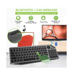 Klawiatura bezprzewodowa Bluetooth 2.4GHz USB touchpad LED
