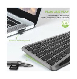 Klawiatura bezprzewodowa Bluetooth 2.4GHz USB touchpad LED