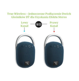 Głośnik Bluetooth 5.3, 5W TWS, LED USB MicroSD MP3 niebieski
