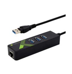 Karta sieciowa/adapter USB 3.0 na RJ45 Gigabit, hub 3x USB 3.2