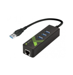 Karta sieciowa/adapter USB 3.0 na RJ45 Gigabit, hub 3x USB 3.2