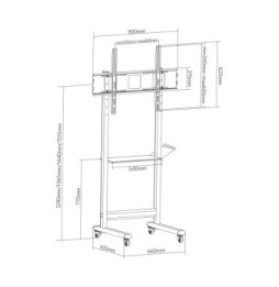 Techly 367843 Wózek do telewizora 50-90" z półką AV