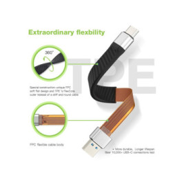 Techly 367911 Kabel USB 3.2 Gen2 Typ-C/A 12cm Płaski FPC