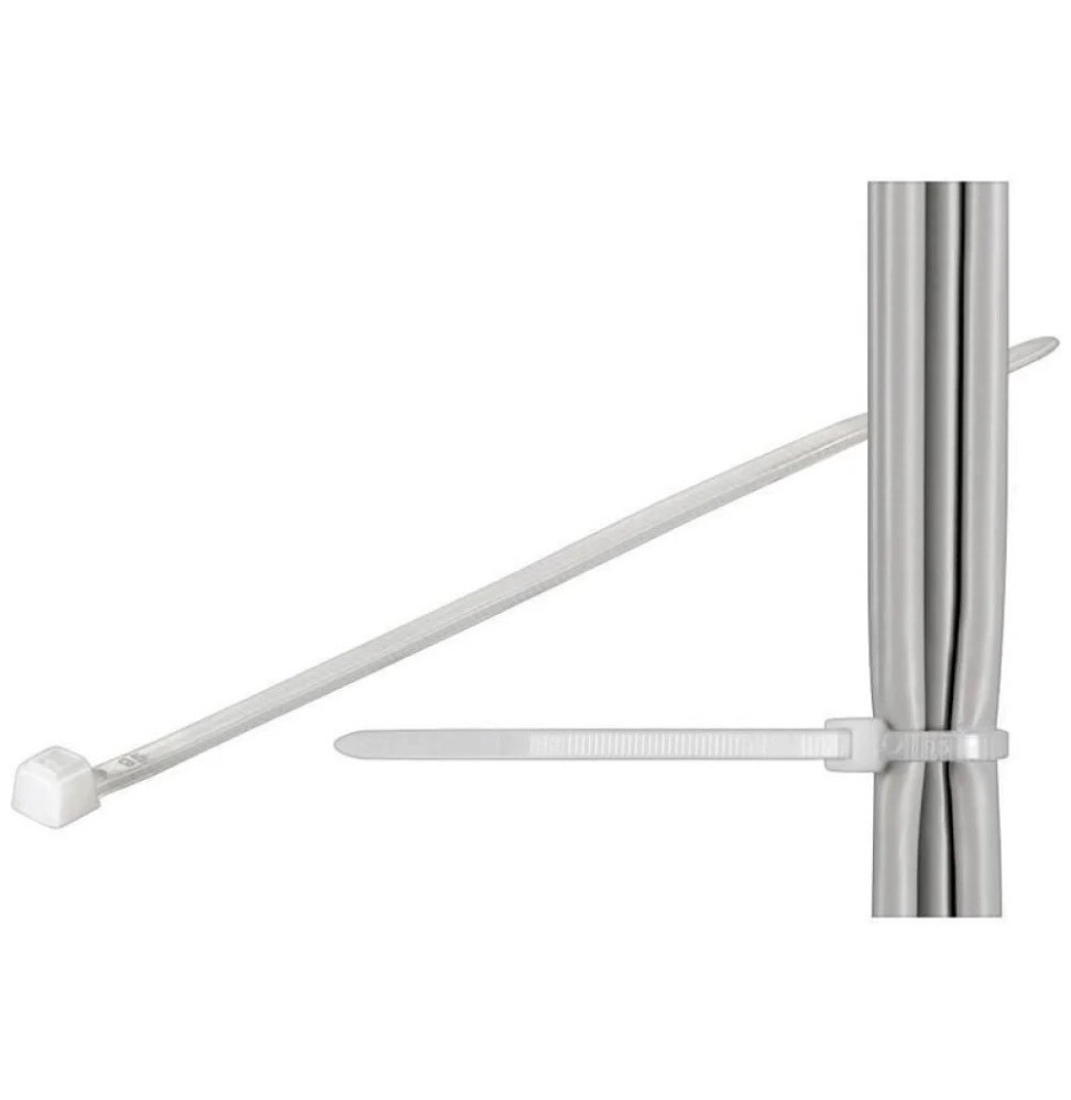 Techly 306592 Opaski zaciskowe trytki 370x3.3mm białe 100 sztuk