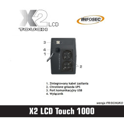 Zasilacz awaryjny UPS Infosec X2 LCD Touch 1000, 1000VA, 480W