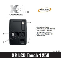 Zasilacz awaryjny UPS Infosec X2 LCD Touch 1250,1250VA, 600W