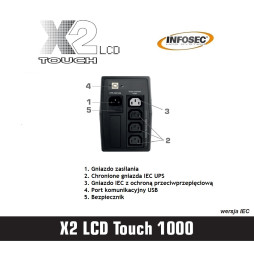 Zasilacz awaryjny UPS Infosec X2 LCD Touch 1000, 1000VA, 480W