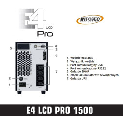 Zasilacz awaryjny UPS Infosec E4 LCD Pro 1500, 1500VA, 1350W