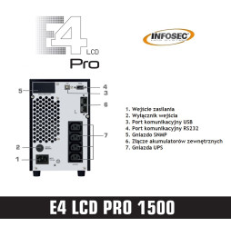 Zasilacz awaryjny UPS Infosec E4 LCD Pro 1500, 1500VA, 1350W