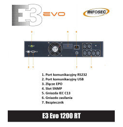 Zasilacz awaryjny UPS Infosec E3 Evo 1200 RT 1200VA 720W 6xC13
