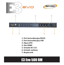 Zasilacz awaryjny UPS Infosec E3 Evo 500 RM 500VA 300W 4xC13