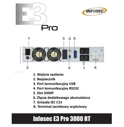 Zasilacz awaryjny UPS Infosec E3 PRO 3000 RT 3000VA 2700W 4x C13