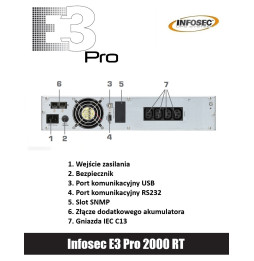 Zasilacz awaryjny UPS Infosec E3 PRO 2000 RT 2000VA 1800W 4x C13