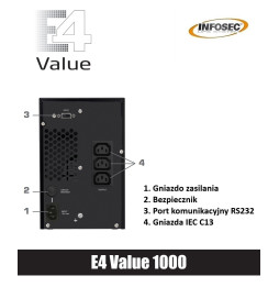 Zasilacz awaryjny UPS Infosec E4 Value 1000 1000VA 800W 3xC13