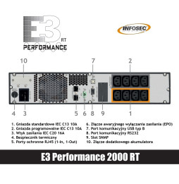 Zasilacz awaryjny UPS Infosec E3 Performance 2000 RT, 2000VA, 1800W, 8x C13