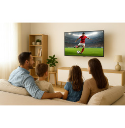 Telewizor zainstalowany na ścianie w salonie