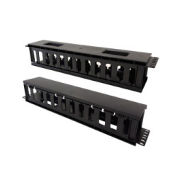 Organizer kabli 2U do szaf rack 19 z pokrywą, czarny