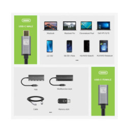 Kabel USB 3.0 przedłużacz  USB-C na USB-C 3.2 Gen2 M/F 1M