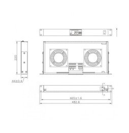 Panel chłodzący 2x23W Rack 19 1U wewnętrzny, termostat LED