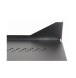 Półka 1U 150mm rack 19, 2 pkt mocowania, perforowana czarna
