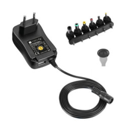Zasilacz 230V uniwersalny 7.2W/0.6A 3-12V 6 wtyków DC i USB