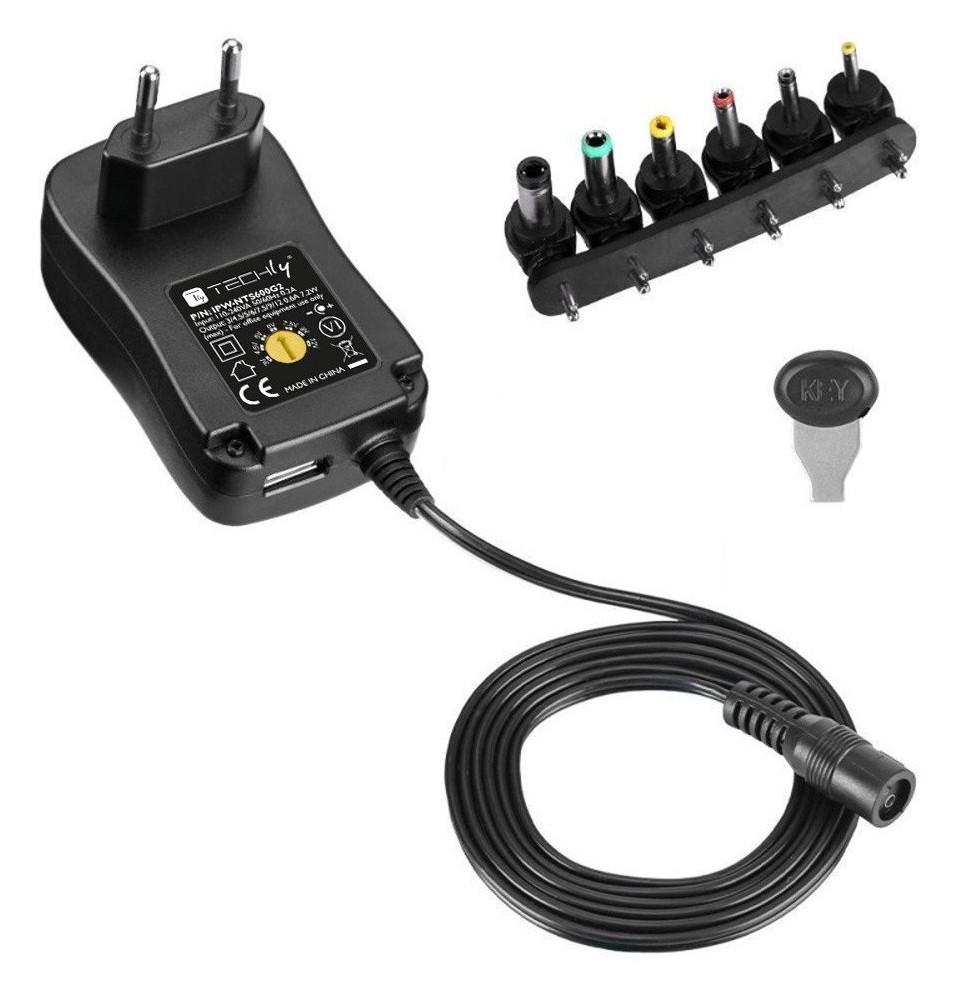 Zasilacz 230V uniwersalny 7.2W/0.6A 3-12V 6 wtyków DC i USB