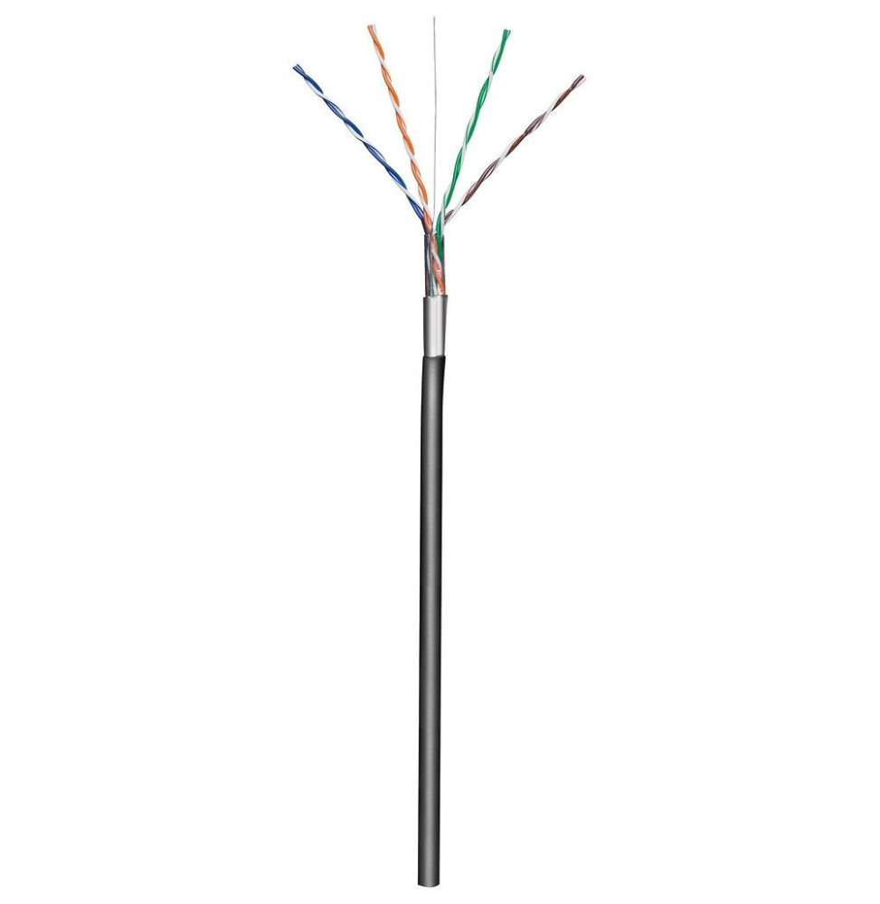 Kabel skrętka Cat5e FTP drut 305m CCA czarny zew.