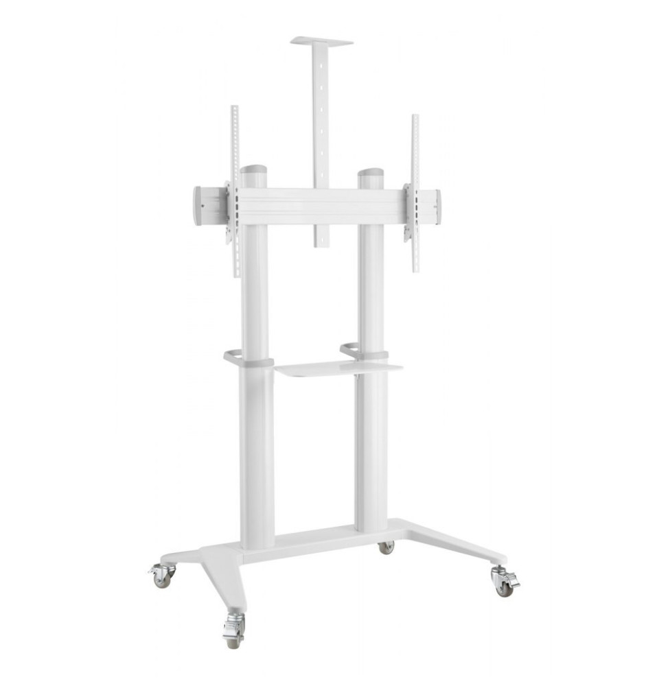 Stojak mobilny do telewizora 70-120" z półkami biały