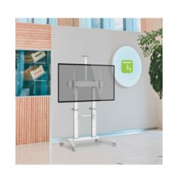 Stojak mobilny do telewizora 70-120" z półkami biały