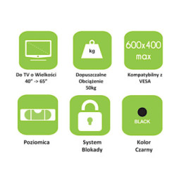 Techly 106121 Wieszak TV 40-65" ścienny uchylny - B2B Netinet
