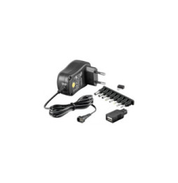 Uniwersalny zasilacz 230V, 12W/1A, 3-12V, 6 wtyków DC, 1xUSB