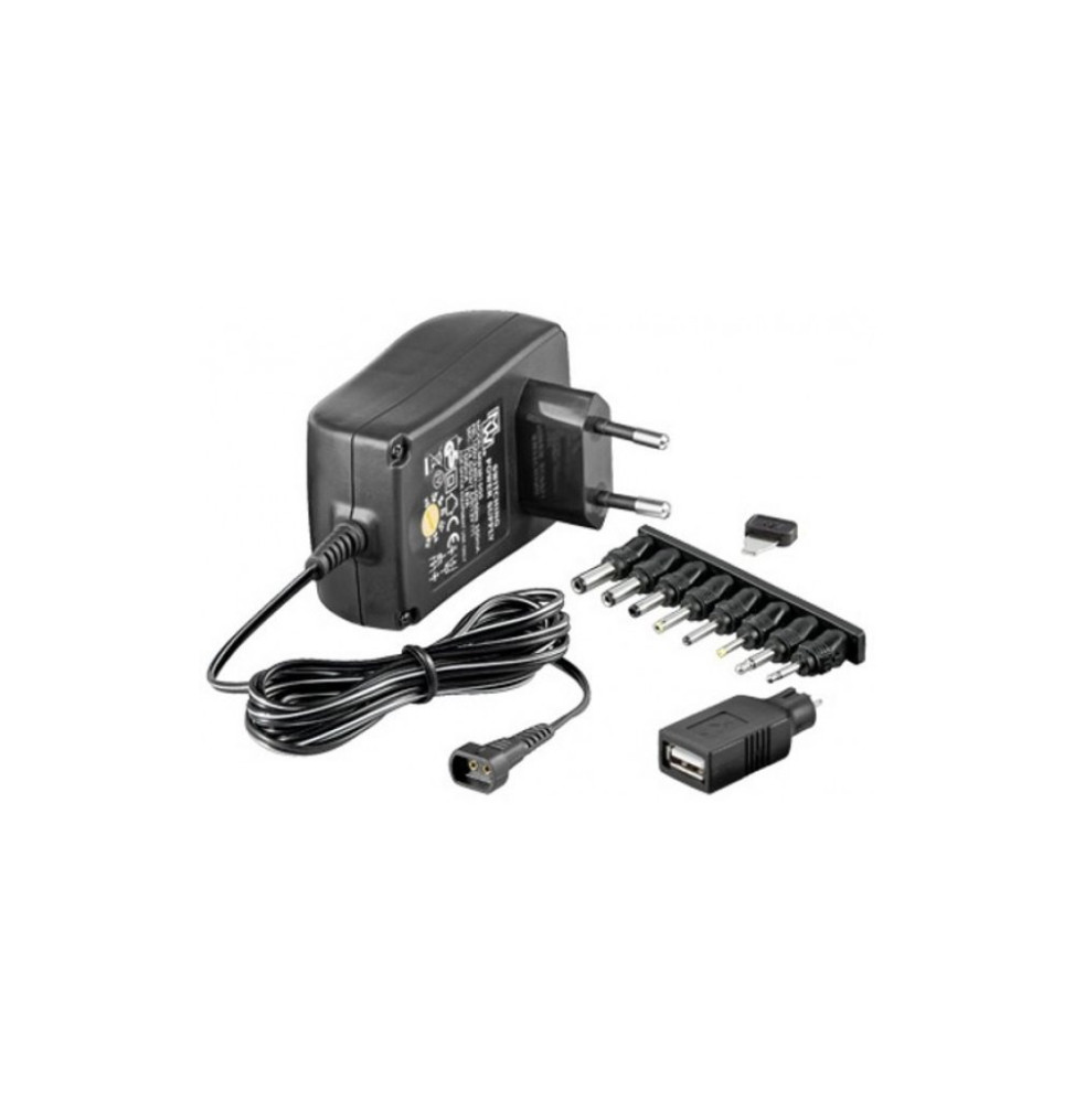 Uniwersalny zasilacz 230V, 18W/1,5A 3-12V, 8 wtyków DC 1xUSB