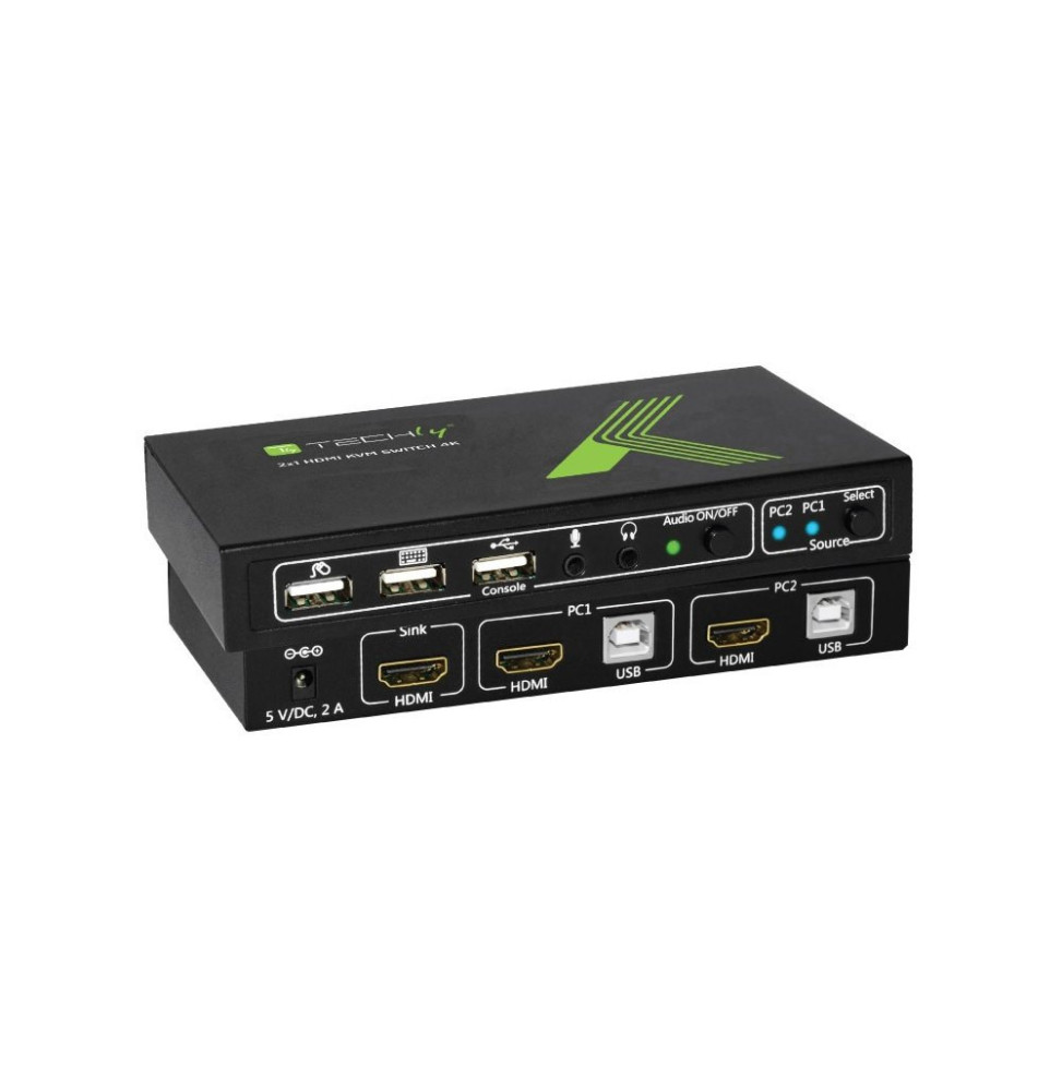 Techly 028696 Przełącznik KVM 2x1 HDMI/USB 4K*60Hz
