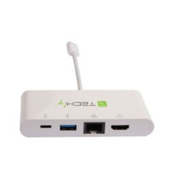 Adapter USB-C na HDMI 4K, USB-A 3.0, RJ45 Gigabit, USB-C PD