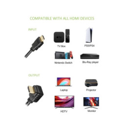 Kabel HDMI na HDMI 1.4 kątowy 90° M/M 2m