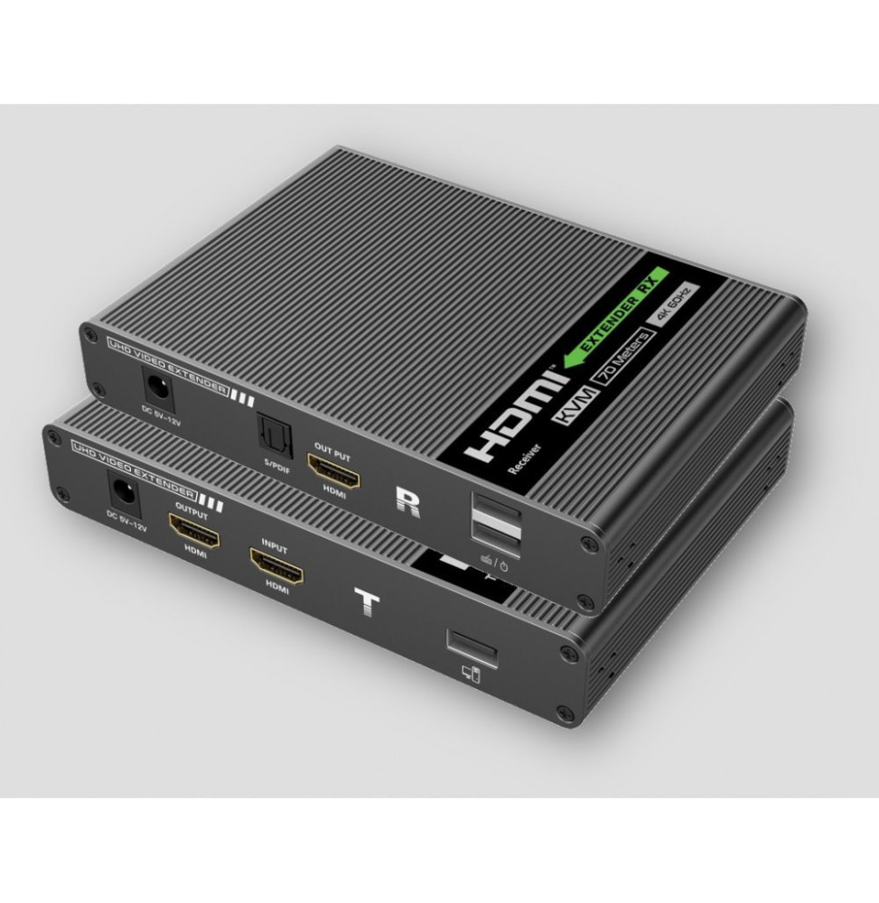 Extender KVM HDMI/USB 4K60Hz do 70m po skrętce Kat6A