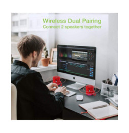 Bezprzewodowy głośnik Bluetooth 5W, TWS LED MP3 USB czerwony