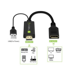 Adapter HDMI z zasilaniem USB na DisplayPort 4K*30Hz M/F