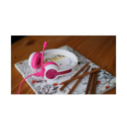 Słuchawki dzieci 3+ 85dB z mikrofonem StudyBuddy różowe