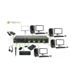Techly 101935 Przełącznik KVM 4x1 DisplayPort/USB 4K