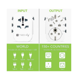 Adapter podróżny wtyków zasilania EU/UK/USA ładowarka 3x USB