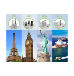 Adapter podróżny wtyków zasilania EU/UK/USA ładowarka 3x USB
