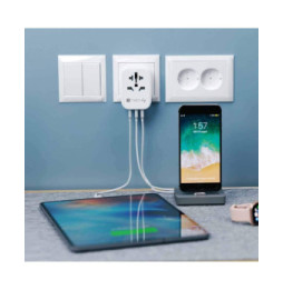 Adapter podróżny wtyków zasilania EU/UK/USA ładowarka 3x USB
