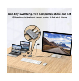 Techly 365528 Przełącznik KVM 2x1 USB-C z DP 1.4 video