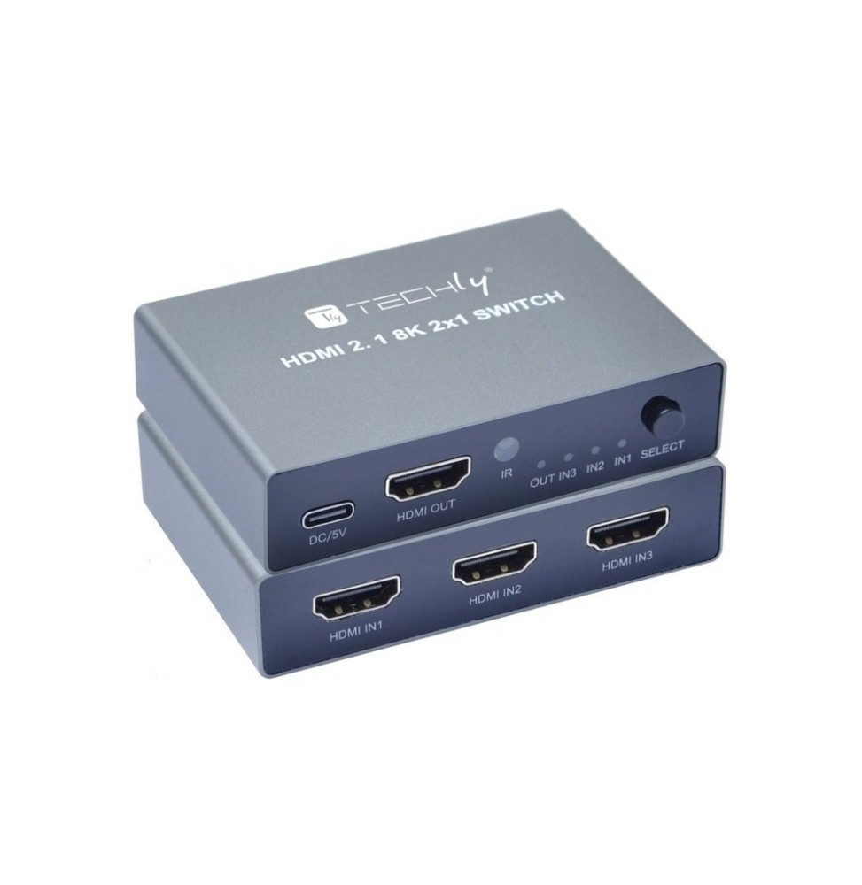 Techly 365511 Switch 3x1 HDMI 8K*60Hz z pilotem IR