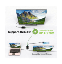 Extender HDMI 2.0 4K60Hz do 70m po skrętce Kat6 IR